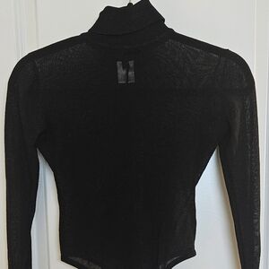 JLUXLABEL Black Long Sleeve Bodysuit High-Cut Design